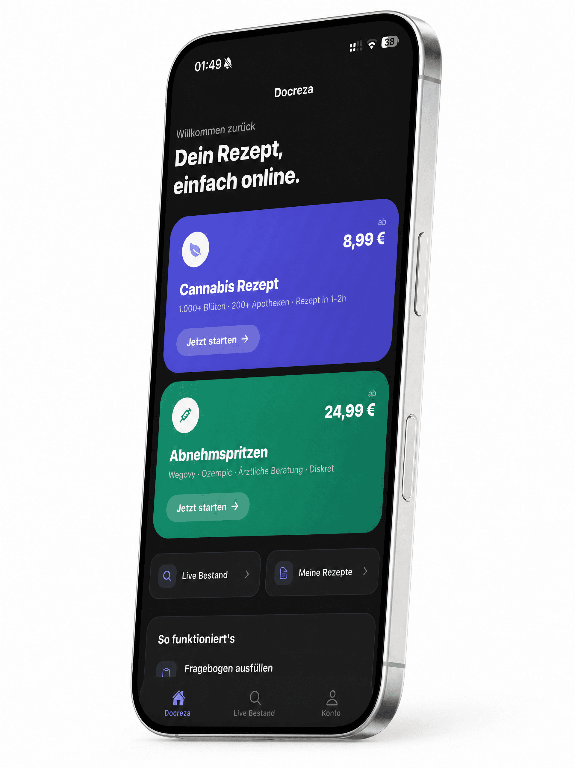 docreza App — Cannabis Rezept, Live-Bestand